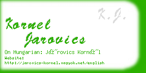 kornel jarovics business card